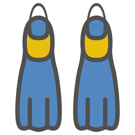 Diving fins linear icon with colored fill.Vector illustration.のイラスト素材
