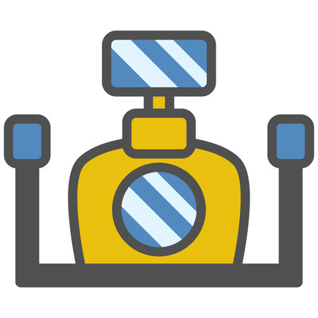 Diving camera linear icon with colored fill.Vector illustration.のイラスト素材