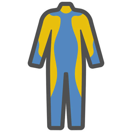 Diving suit linear icon with colored fill.Vector illustration.のイラスト素材