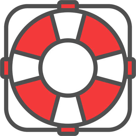 Lifebuoy linear icon with colored fill.Vector illustration.のイラスト素材