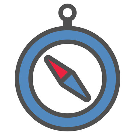 Compass linear icon with colored fill.Vector illustration.のイラスト素材