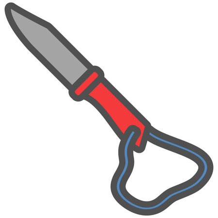 Diving knife linear icon with colored fill.Vector illustration.のイラスト素材
