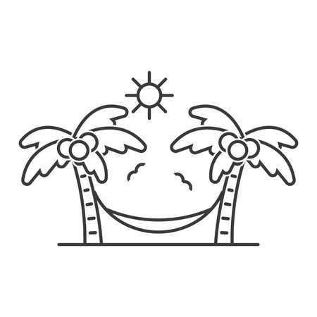 Resort on an exotic island line icon isolated on white background.Vector illustration.のイラスト素材