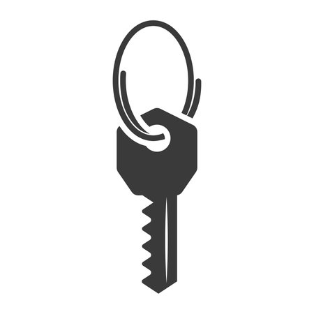 Key hangs on a metal ring glyph icon isolated on white background.Vector illustration.のイラスト素材