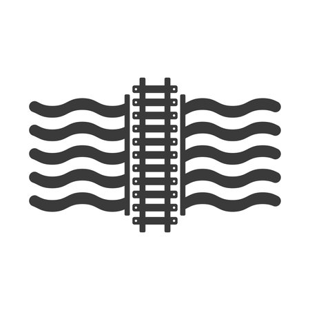 Railway bridge over the river glyph icon isolated on white background.Vector illustration.のイラスト素材