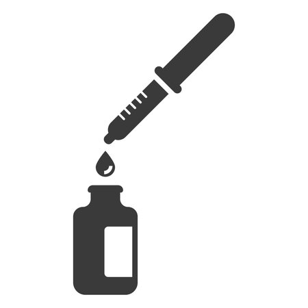 Drops for the nose and ears in a bottle and pipette glyph icon isolated on white background.Vector illustration.のイラスト素材