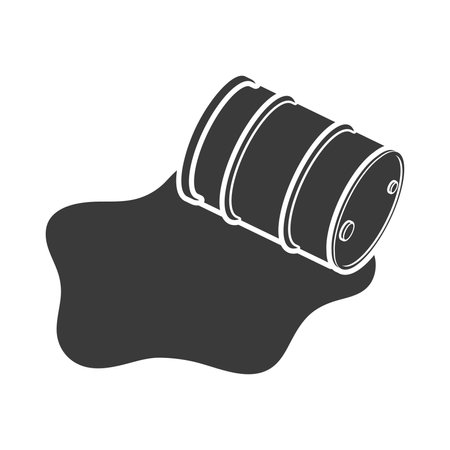 Damaged metal barrel glyph icon isolated on white background.Vector illustration.のイラスト素材