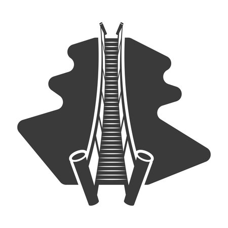 Wooden suspended bridge over the ravine glyph icon isolated on white background.Vector illustration.のイラスト素材