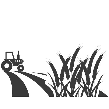 Wheat field glyph icon isolated on white background.Vector illustration.のイラスト素材