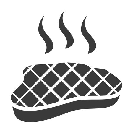 Baked steak glyph icon isolated on white background.Vector illustration.のイラスト素材