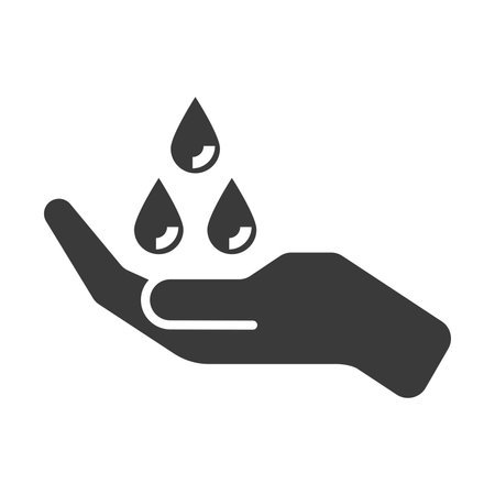 Collecting rainwater in the palm of your hand icon isolated on white background.Vector illustration.のイラスト素材