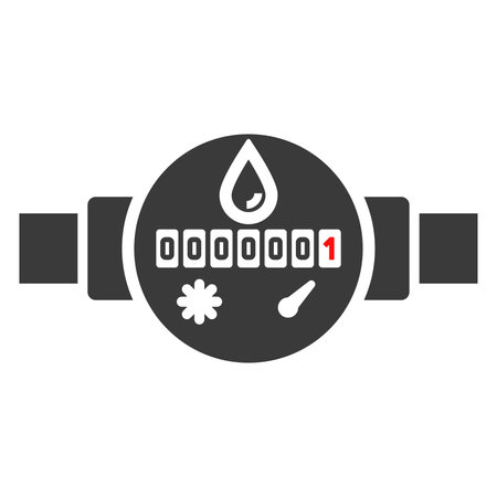 Water meter glyph icon isolated on white background.Vector illustration.のイラスト素材