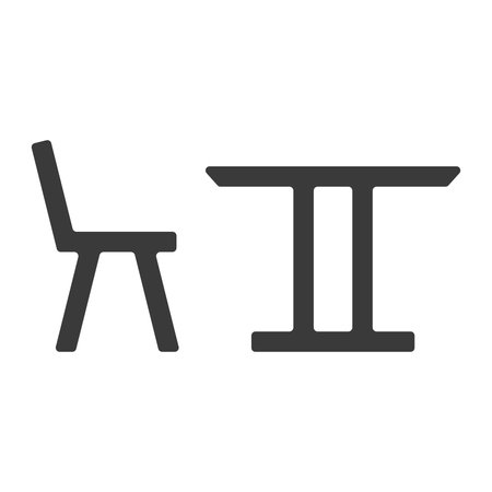 School desk and chair line icon isolated on white background. Vector illustration.のイラスト素材
