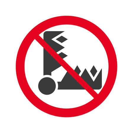 Sign for bidden to hunting animals with trap with spikes isolated on a white background.Vector illustration.のイラスト素材