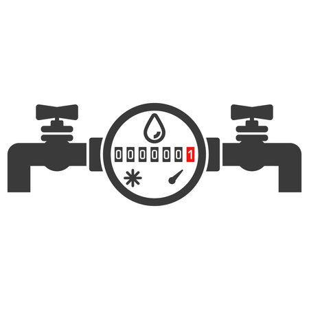 Water meter glyph icon isolated on white background.Vector illustration.のイラスト素材