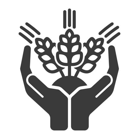 Careful attitude to grain crops glyph icon isolated on white background.Vector illustration.のイラスト素材