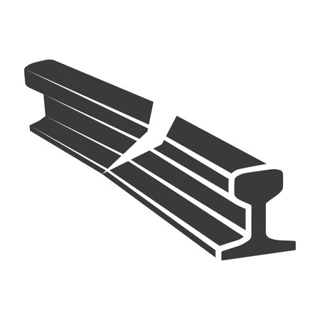 Damaged rail glyph icon isolated on white background.Vector illustration.のイラスト素材
