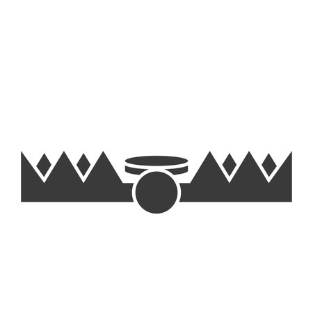 Trap with spikes for hunting animals glyph icon isolated on white background.Vector illustration.のイラスト素材