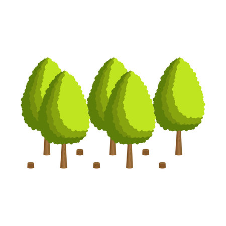 Cutting down trees.Vector isometric and 3d view.のイラスト素材