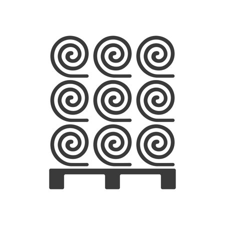 Turf Rolls.Lawn rolls on pallet glyph icon isolated on white background.Vector illustration.のイラスト素材
