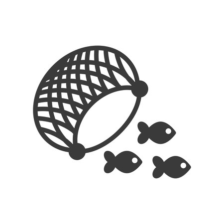 Fishing net glyph icon isolated on white background.Vector illustration.のイラスト素材