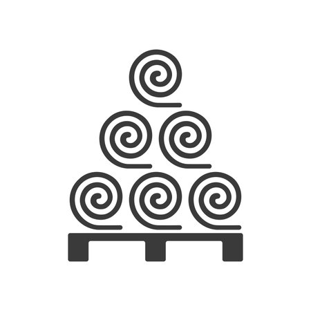 Turf Rolls.Lawn rolls on pallet glyph icon isolated on white background.Vector illustration.のイラスト素材