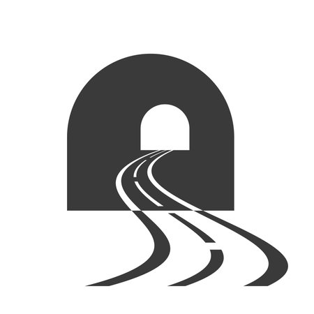 Road tunnel glyph icon isolated on white background.Vector illustration.のイラスト素材