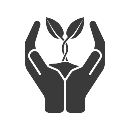 Careful attitude to grain crops glyph icon isolated on white background.Vector illustration.のイラスト素材