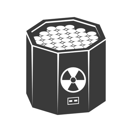 Nuclear reactor with graphite rods glyph icon isolated on white background.Vector illustration.のイラスト素材