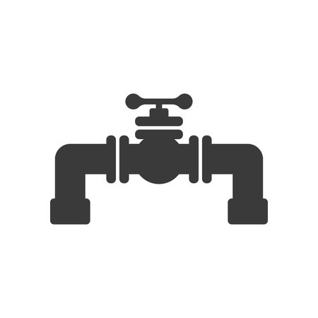 Pipeline with valve glyph icon isolated on white background.Vector illustration.のイラスト素材