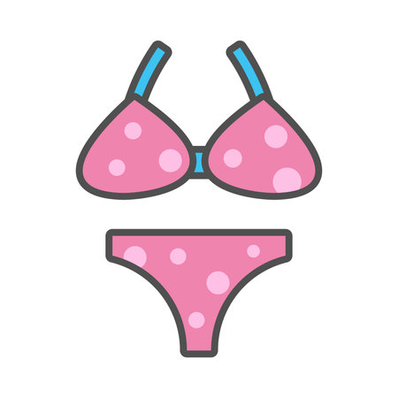 Swimsuit linear icon with colored fill.Vector illustration.のイラスト素材