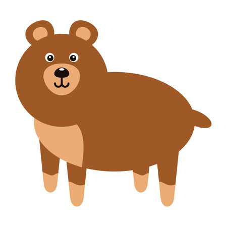 Funny fat brown bear on a white background.Vector illustration.のイラスト素材