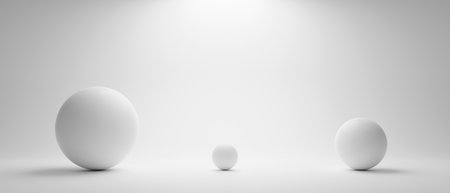 3d render of a white spheres with copy space on a gray background.の写真素材