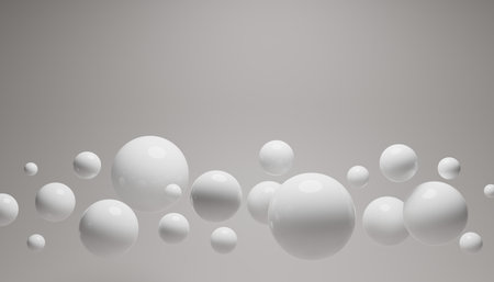 3d render of a white spheres with copy space on a gray background.Digital image illustration.の写真素材
