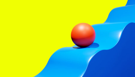 3d render concept of a ball descending from a slide.Digital image illustration.の写真素材