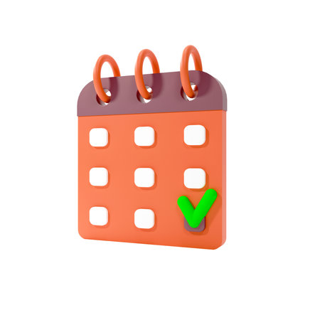 3d render of a calendar with check mark icon isolated on a white background.Digital image illustration.の写真素材