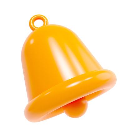 3d render of gold bell icon isolated on white background.Digital image illustration.の写真素材