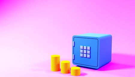 3d render of safe box on pink background with copy space for your text.Illustration of a digital image for business.の写真素材