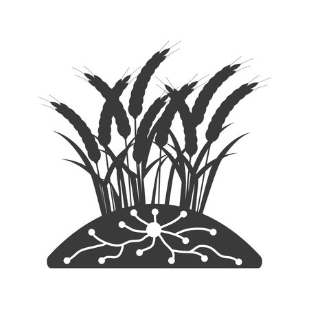 Anthill on a wheat field glyph icon isolated on white background.Vector illustration.のイラスト素材