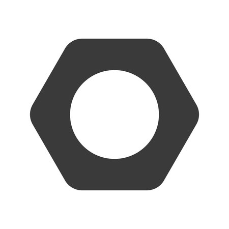 Metal hex nut glyph icon isolated on white background.Vector illustrationのイラスト素材