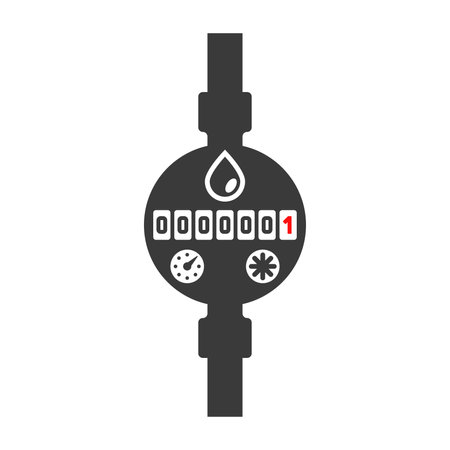 Water meter glyph icon isolated on white background.Vector illustration.のイラスト素材