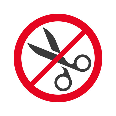 Sign prohibits cutting with scissors isolated on white background.Vector illustrationのイラスト素材
