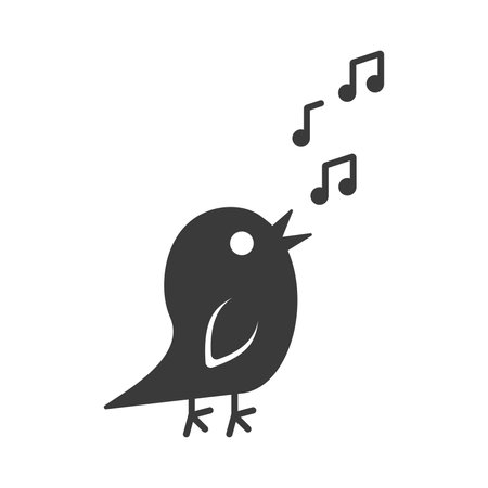 Singing bird glyph icon isolated on white background.Vector illustration.のイラスト素材