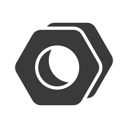 Metal hex nut glyph icon isolated on white background.Vector illustration.のイラスト素材