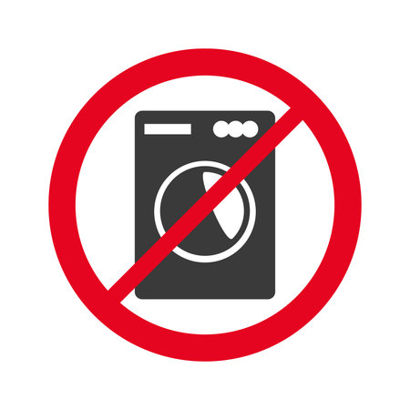 Sign prohibiting the installation of washing machines isolated on white background.Vector illustrationのイラスト素材