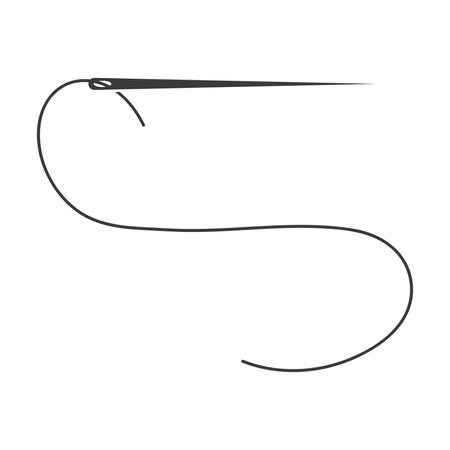 Needle and thread glyph icon isolated on white background.Vector illustrationのイラスト素材