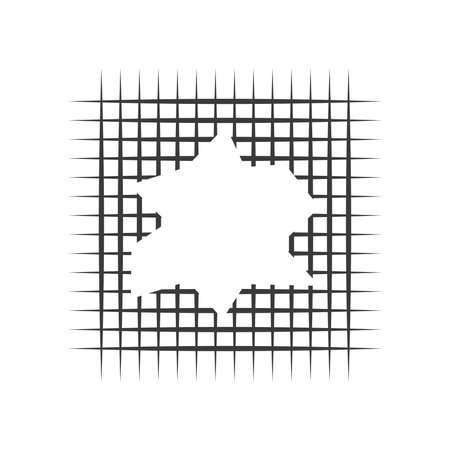 Hole in metal mesh glyph icon isolated on white background.Vector illustrationのイラスト素材