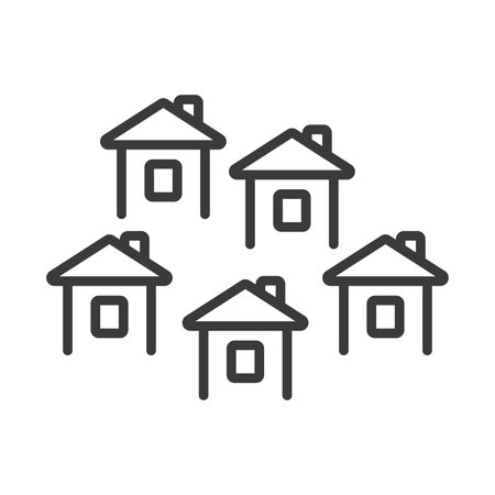 Village line icon isolated on white background.Vector illustrationのイラスト素材