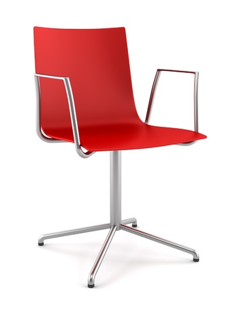 red office chair isolated on white backgroundの写真素材