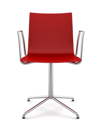 red office chair isolated on white backgroundの写真素材